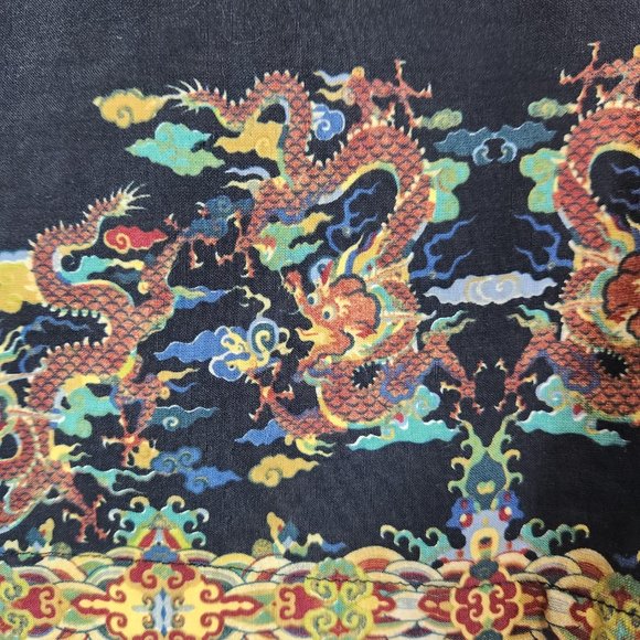 Citron Dragon Silk Linen Tunic Blouse - Picture 5 of 9